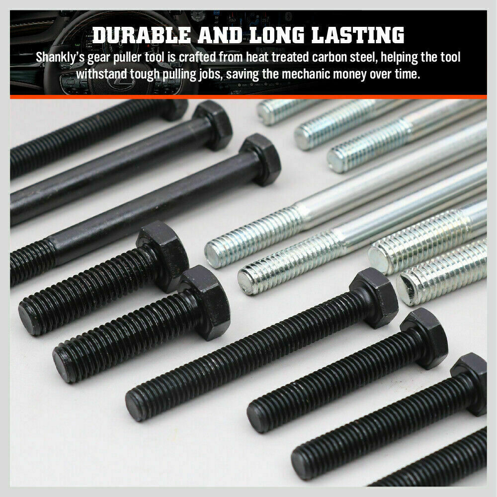 46-Piece Professional Harmonic Balancer and Gear Puller Set, featuring various pullers, bolts, and adapters for automotive maintenance and repair