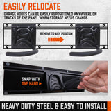 Versatile 15-Piece Wall Mount Hook Set for Organized Tool Storage on 64-Inch Heavy Duty Rail