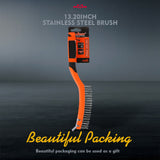 Durable 335mm Stainless Steel Wire Brush with Rubber Grip for Surface Cleaning