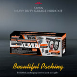 HORUSDY Heavy-Duty Bike Storage Rack for Wall Mounting, Featuring 64-Inch Guide Rail, 12 Hooks for 6 Bicycles and Helmets, Rubber Coated for Scratch Protection