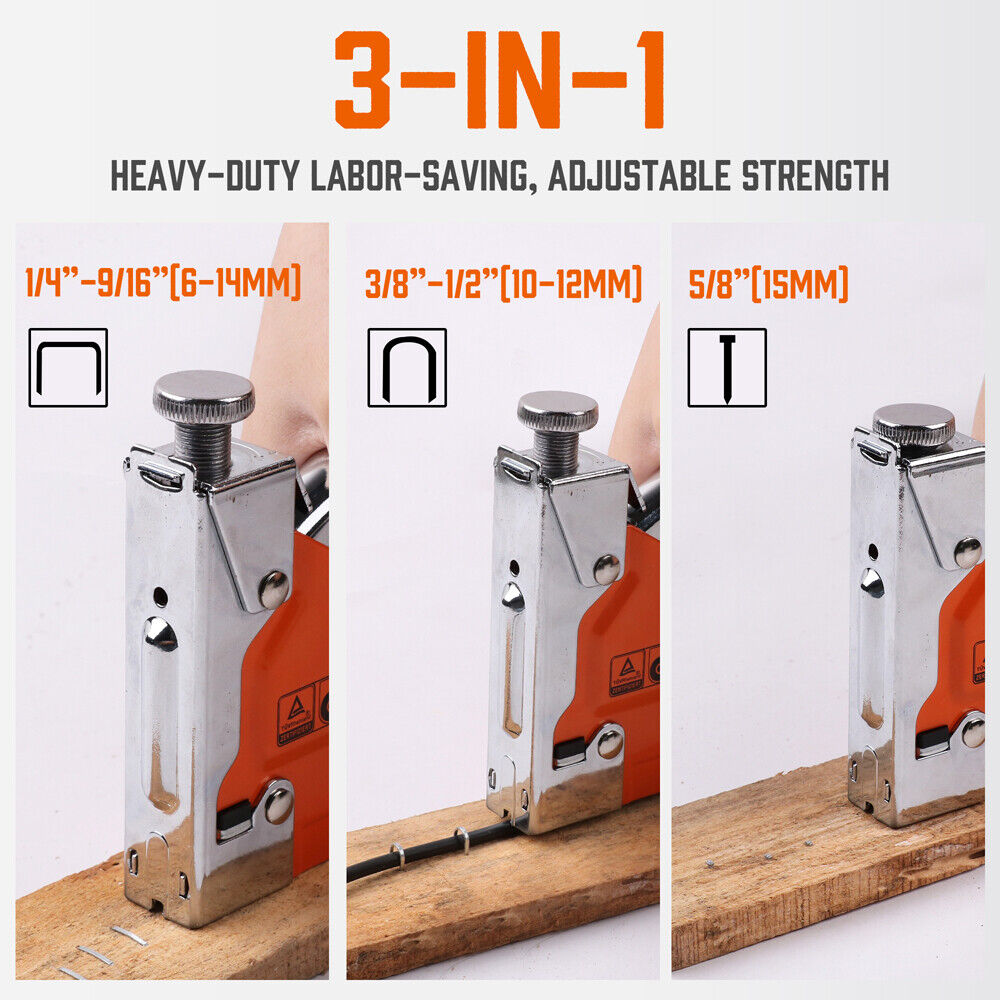 HORUSDY 3-in-1 Staple Gun, Heavy Duty, Ergonomic Grip, Steel Body, with 3000 Staples Included