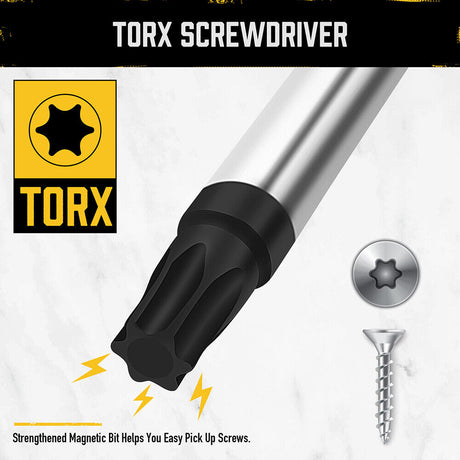 HORUSDY 13-Piece Magnetic Torx Screwdriver Set, T5-T40 Star Sizes, with Chromium Molybdenum Vanadium Steel and Magnetizer Demagnetizer Tool