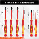 HORUSDY 6-Piece Precision Insulated Magnetic Screwdriver Set - 1000V Safety Rated, Slotted and Phillips Heads, Durable and Rust-Resistant
