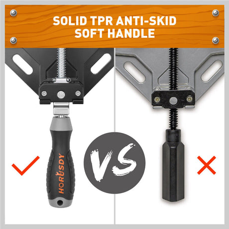 Durable aluminum alloy 90-degree corner clamps with quick-release adjustable jaws.