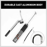 Robust 600cc Manual Grease Gun Kit - Includes Flexible Hose, Curved Extension Pipe, and 10000PSI Coupler for Efficient Lubrication