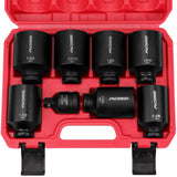 SEDY 8Pcs Deep Impact Socket Set with SAE Measurements and Adapter for Axle Nut Wrenches