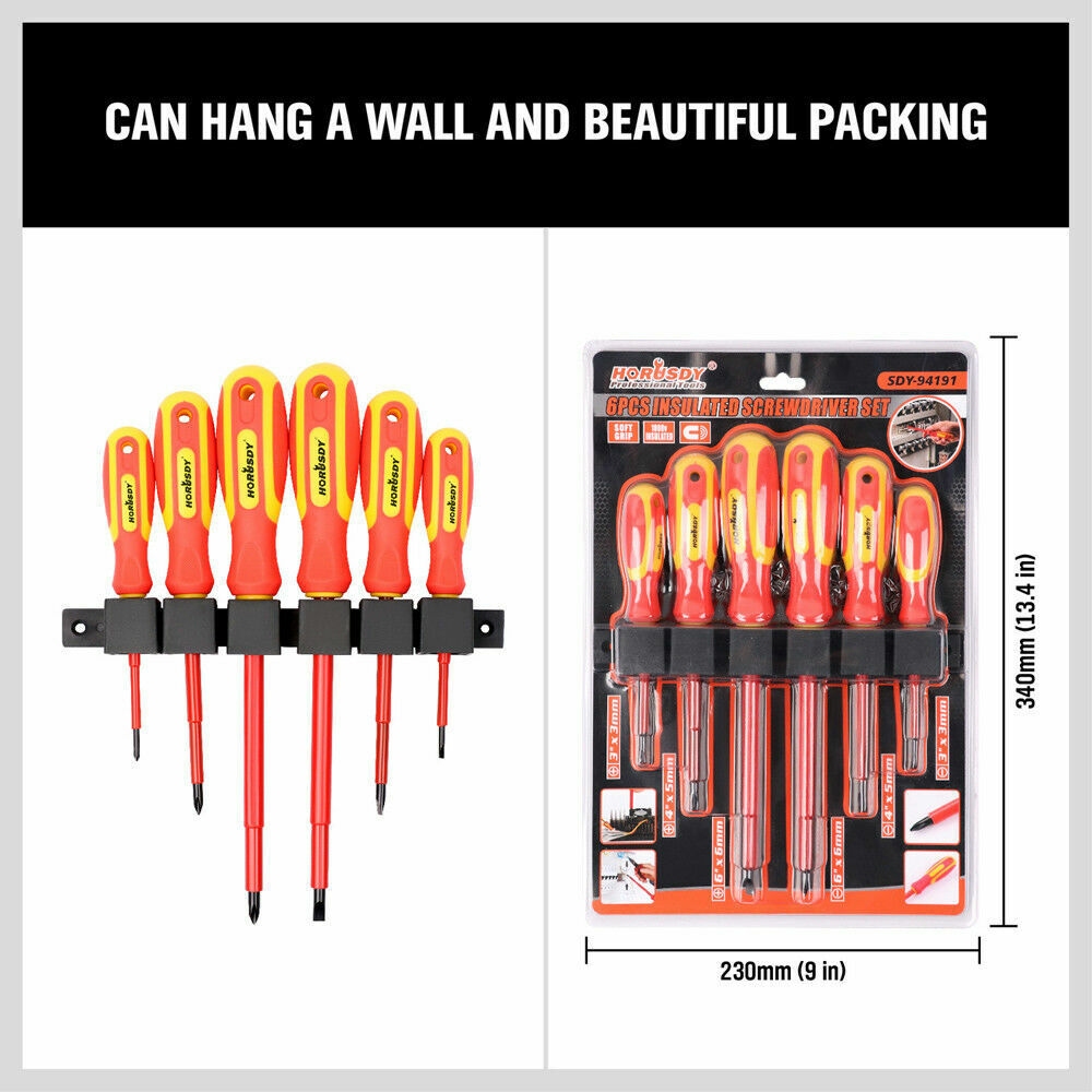 6pc Insulated Screwdriver Set with Magnetic Tips and VDE 1000V Rating