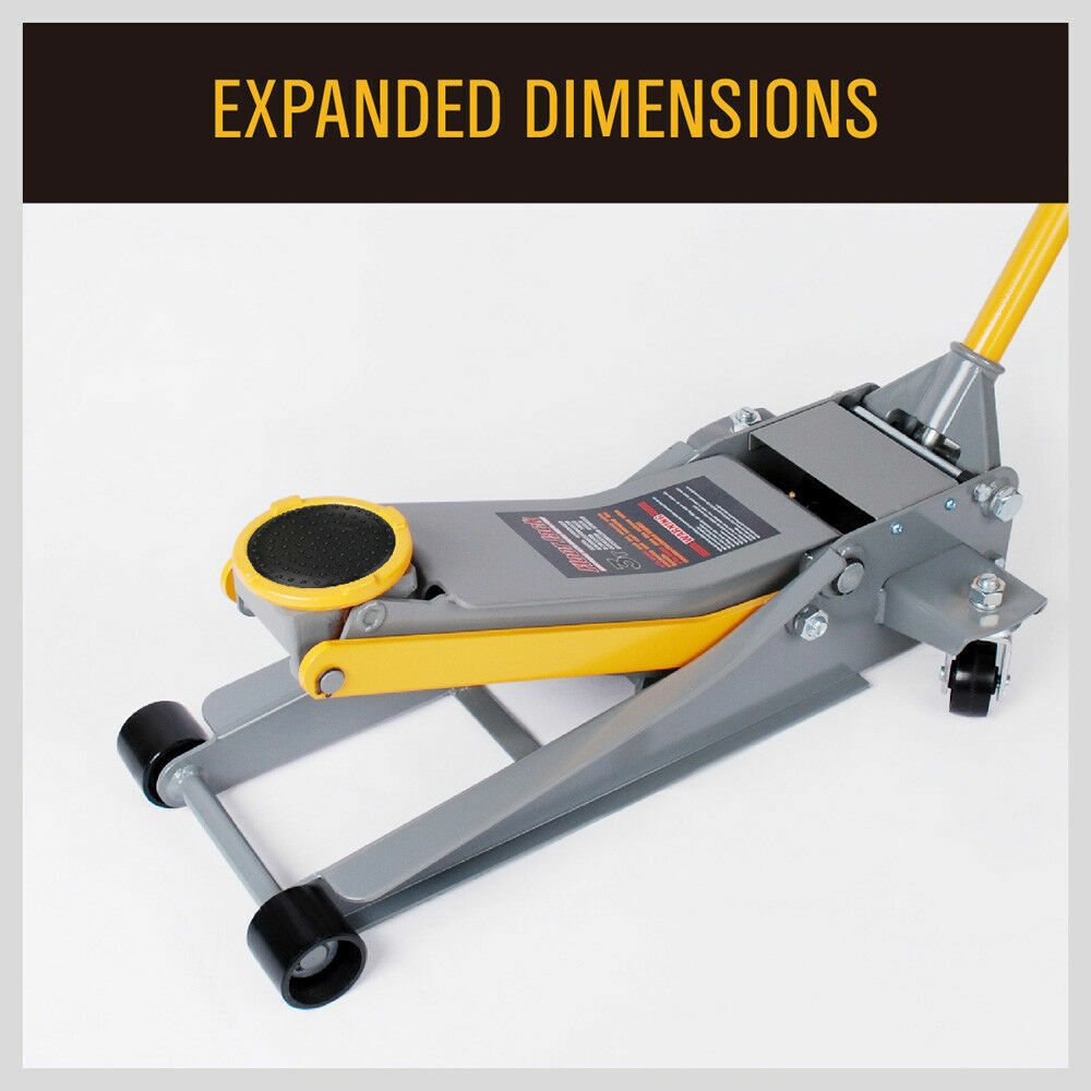 Close-up of the Hydraulic Floor Jack's Low Profile Design for Easy Access under Vehicles