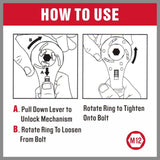 Versatile 8-Inch Auto Grip Universal Wrench - Adjustable for Inch and Metric Fasteners, Features 3 Ratcheting Steel Cams