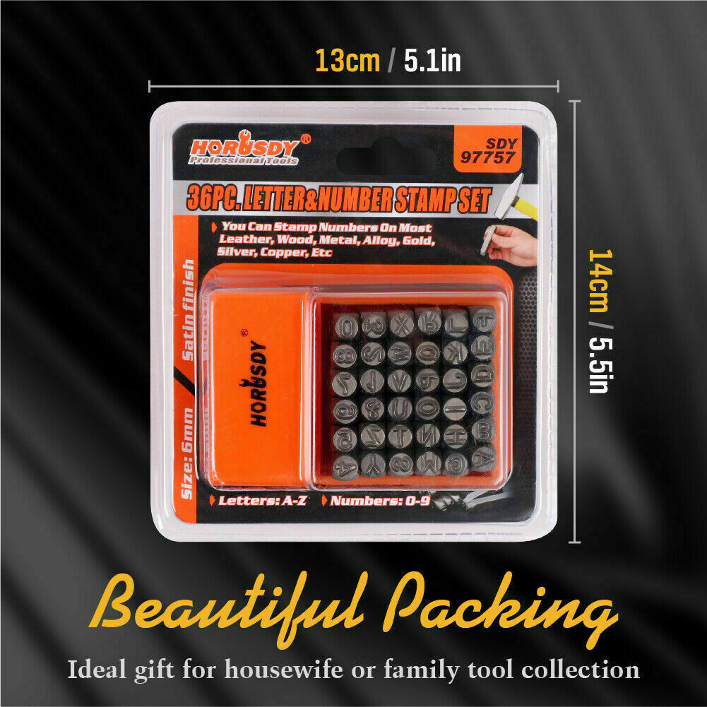 Comprehensive 36-Piece Stamp Set with Numbers and Uppercase Letters for Personalization on Various Materials