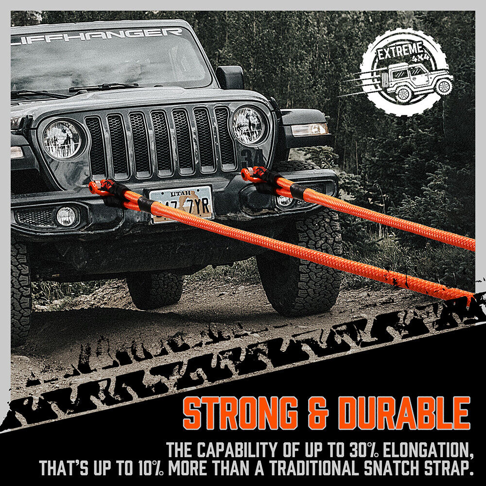 HORUSDY 20FT Heavy Duty Tow Rope, 6.1M Length, 48000 LBS Break Strength, Nylon N66 Kinetic Recovery Snatch Strap, Ideal for Off-Road Vehicle Recovery, with Durable Storage Bag