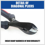 High-Quality 7-Inch Flush Side Cutter Diagonal Pliers - Induction-Hardened Edge, Carbon Steel Construction, ProTouch Grips