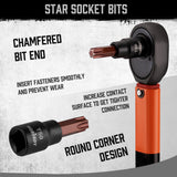 HORUSDY 31-Piece Torx & E Torx Socket Set, S2 Alloy Steel, Chrome Vanadium - Includes Solid Star & E-Torx Sockets Plus Adapters