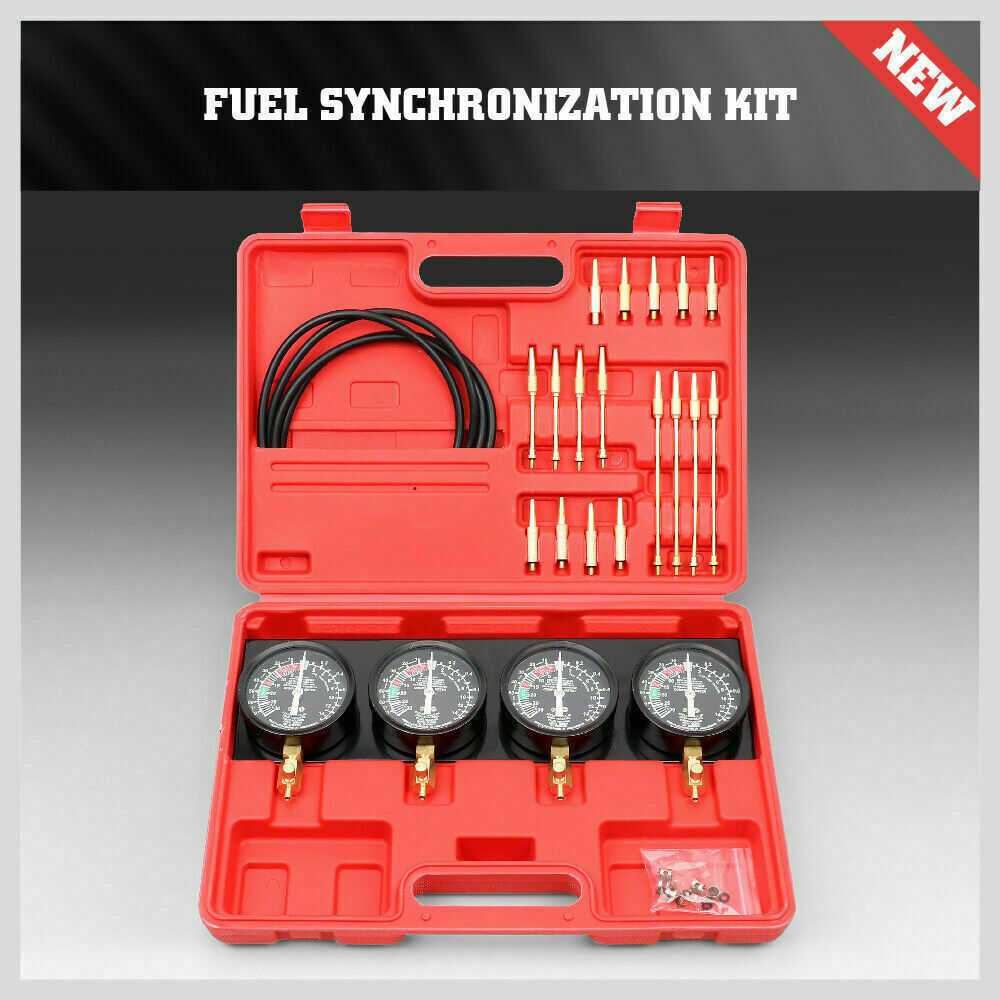 Comprehensive Fuel Vacuum Carburetor Synchronizer Kit - Includes Gauges, Rubber Pipes, Extension Tubes for Carb Adjustment