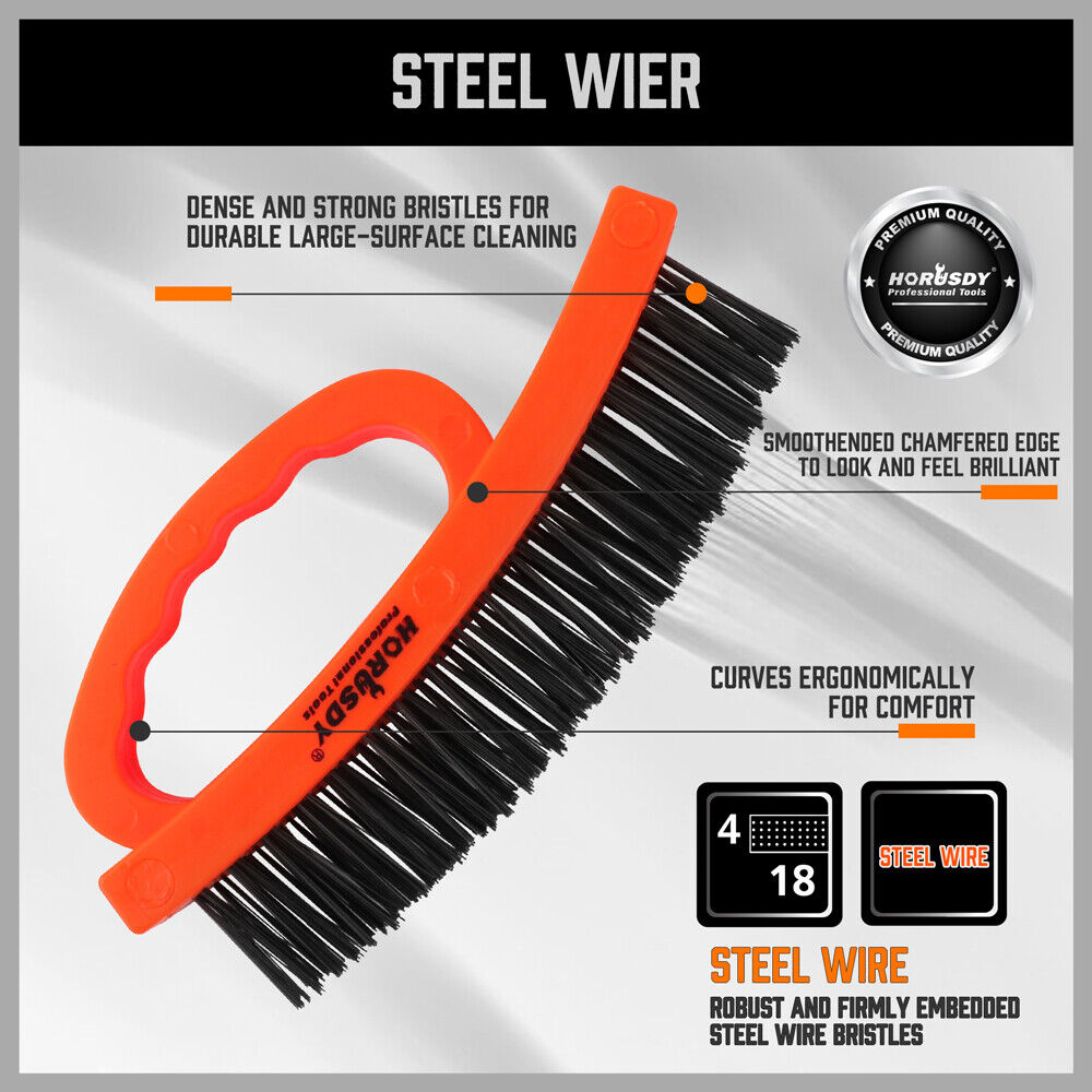 Stainless steel wire brush, 165CM length with a comfortable grip handle for effective cleaning on hard surfaces