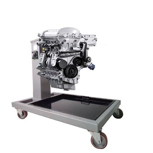 Heavy Duty 500kg Folding Engine Stand for auto workshops, capable of supporting 1100lb engines. Features include a foldable design for convenient storage, adjustable arms for various engine sizes, a rotating mount for 360-degree engine access, and a robust steel construction with a durable red powder-coated finish