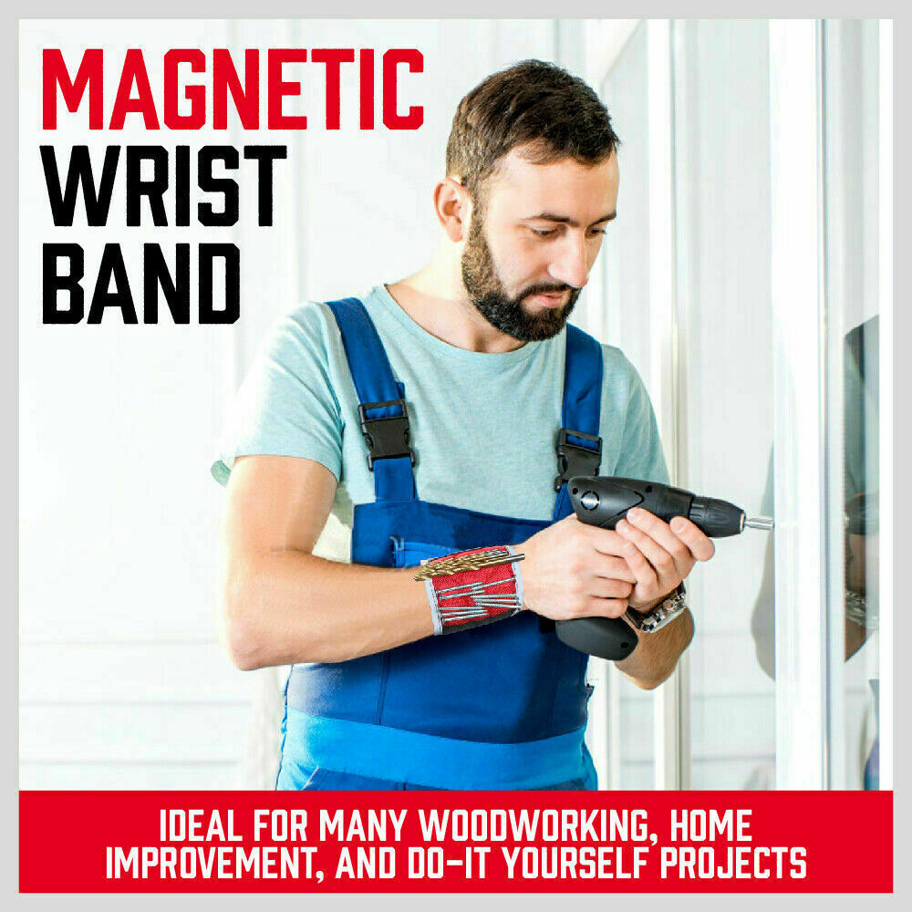 Durable 1680d ballistic material Magnetic Wrist Band Tool Holder featuring strong rare earth magnets. Designed for hands-free convenience, it securely holds screws, nails, and nuts. Breathable mesh interior ensures comfort, while the adjustable hook and loop closure fits most wrist sizes. Ideal for wrapping around wrists, belts, or tool bags for easy access to small parts.