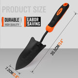 Durable 14-Inch Hand Shovel with Carbon Steel Blade and Rubber Handle for Gardening and Digging