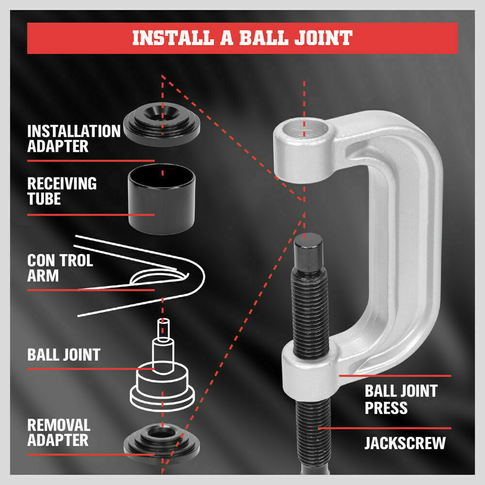 Comprehensive 21-Piece Ball Joint Service Kit with C-Frame Press and Adapters