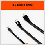  Robust 3-Piece Impact Pry Bar Set with go-through design for optimal striking force and comfort grip handles with guards for secure handling.