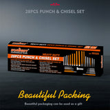 Comprehensive 28-Piece Punch and Chisel Tool Set in Chrome Vanadium Steel