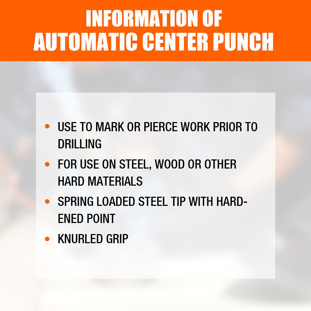 Gold 125mm/5-Inch Automatic Centre Punch with Adjustable Spring Load and Knurled Steel Handle for Metalwork