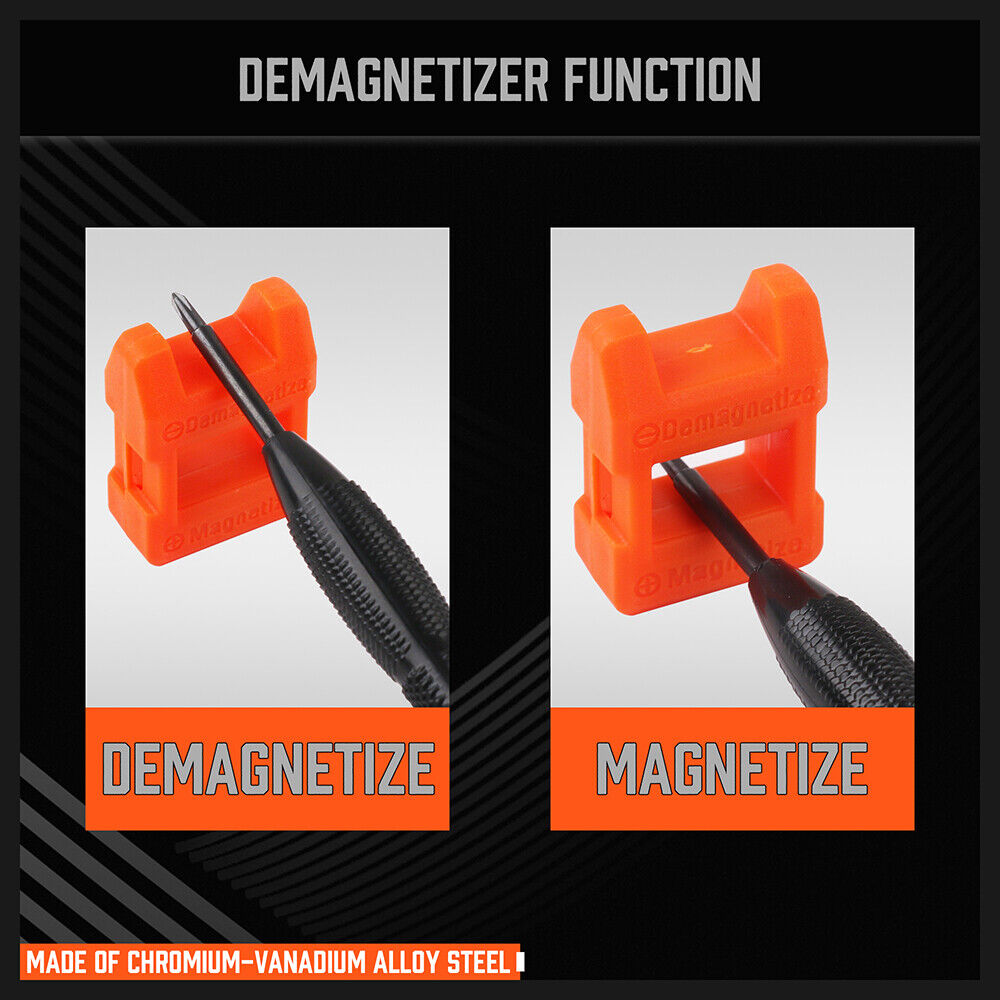 A comprehensive precision screwdriver set made of hardened steel with magnetic tips, non-slip handles and slotted, Phillips and Torx tools for intricate electronics repair.