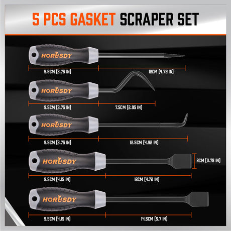 Versatile 5-Piece Pick, Hook, and Scraper Set - Ergonomic Design, CR-V Steel for Seals, Gaskets, and Detailed Work