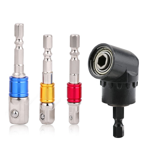 HORUSDY 3-Piece Drill Socket Adapter Set, Durable Chrome Vanadium Steel, 105-Degree Right-Angle Design, Universal Fit for Various Tools, Ideal for Mechanics and DIY Projects