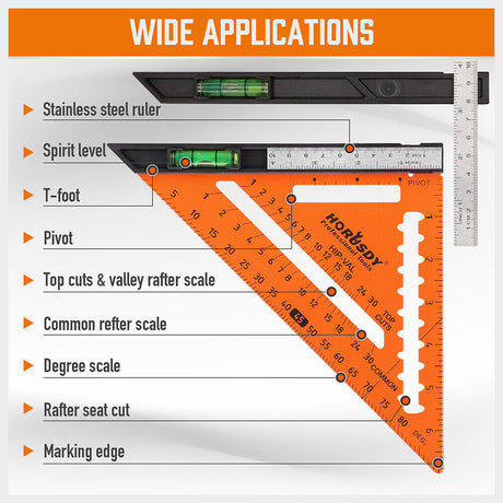 HORUSDY 7 Inch Speed Square Carpenter Square Tool
