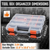 HORUSDY Double-Sided Tool Box with 34 Compartments, Removable Dividers, and Durable Impact-Resistant Design