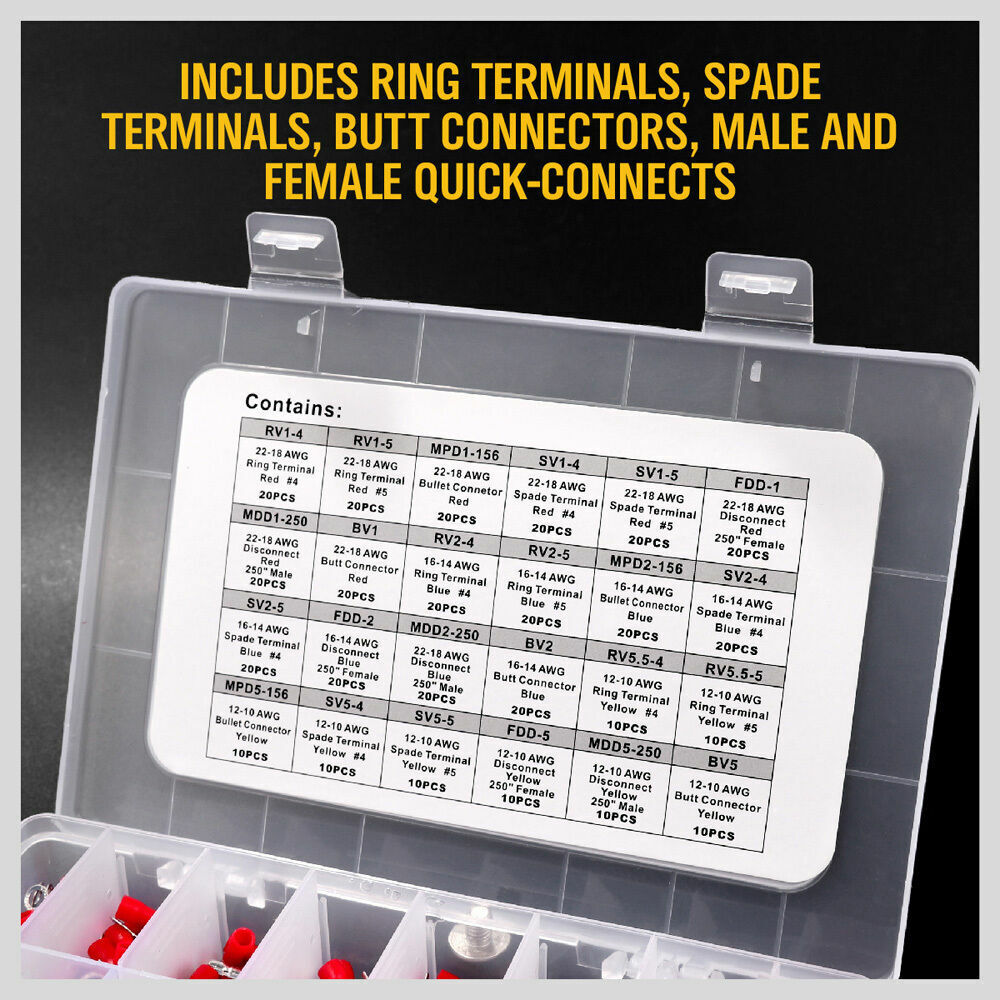 Assorted Set of 400Pc Electrical Terminal Kit with Various Connectors