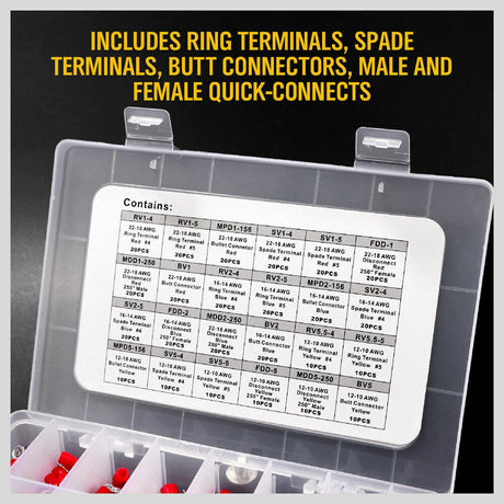 Assorted Set of 400Pc Electrical Terminal Kit with Various Connectors