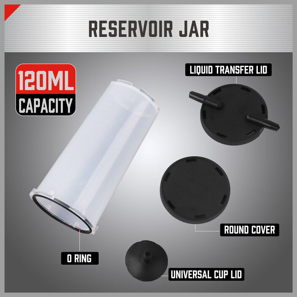 HORUSDY Hand Held Vacuum Pump and Brake Bleeder Kit, featuring Pressure Tester, Vacuum Gauge, and Multiple Adapters for Car and Motorcycle Brake Systems, with 120ML Capacity and Durable Design