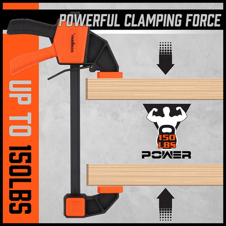 HORUSDY 8-Piece Bar and Spring Clamps Set with One-Handed Operation, ideal for Woodworking, featuring 6" and 12" Bar Clamps and 6" Spring Clamps