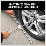 Heavy-Duty 20-Inch 4-Way Cross Wheel Wrench with 17mm, 19mm, 21mm, 23mm Sockets