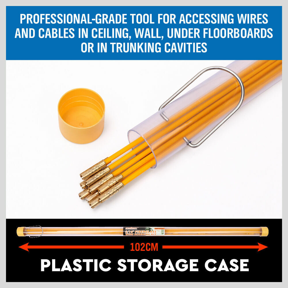 10.5m Fiberglass Push Pull Rods 4mm for Cable Wiring - Electrician's F ...