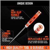 7Pc Mini Needle File Set with Interchangeable Handle - 157mm Long, Ideal for Wood and Metal Carving