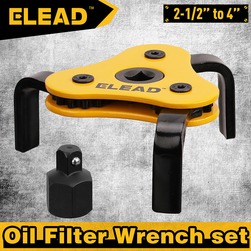 ELEAD Adjustable 3-Jaw Oil Filter Wrench Set, 4" to 2-1/2" Compatibility