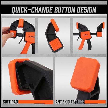 HORUSDY 8-Piece Bar and Spring Clamps Set with One-Handed Operation, ideal for Woodworking, featuring 6" and 12" Bar Clamps and 6" Spring Clamps