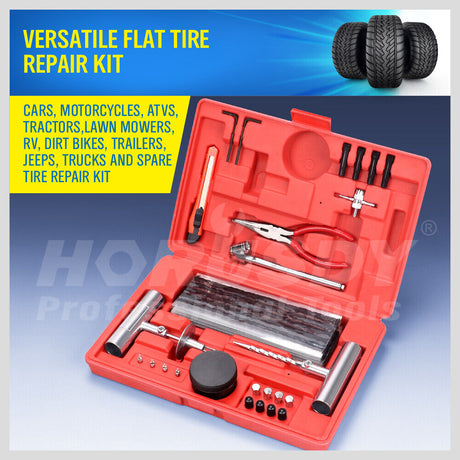 Heavy Duty 56-Piece Tyre Puncture Repair Kit - Quick and Easy Emergency Tire Repair for Car, Motorcycle, 4WD - Durable Tools and Accessories