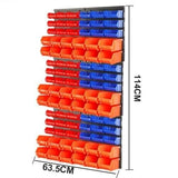 Comprehensive 90 Bin Wall Mounted Tool Organizer in Red, Blue, and Black - Perfect for Storing Nails, Screws, and Small Items