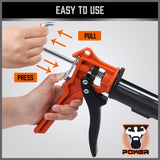 HORUSDY 9-Inch Heavy Duty Caulking Gun, Metal Barrel, 360-Degree Rotating Handle for Precision Sealing