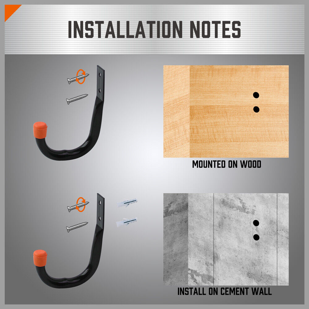 HORUSDY 6Pc Wall Mount Garage Hooks Set