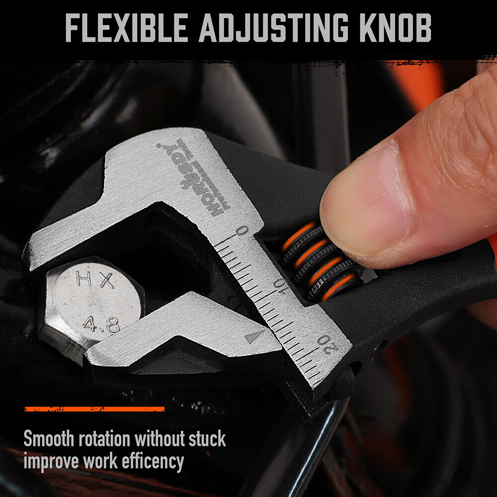 HORUSDY Adjustable Wrench Set with 6 and 10 Inch Spanners, Chrome Vanadium Steel, Black Oxide Finish, Precision Jaw Adjustment, and Comfort Grip