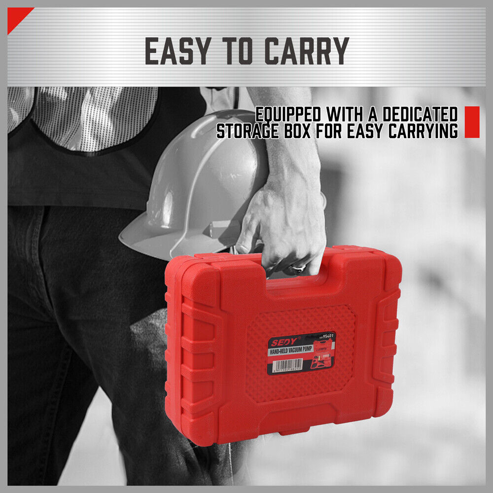 HORUSDY Hand Held Vacuum Pump and Brake Bleeder Kit, featuring Pressure Tester, Vacuum Gauge, and Multiple Adapters for Car and Motorcycle Brake Systems, with 120ML Capacity and Durable Design