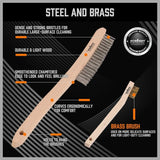 Set of 4 wire brushes with different sizes and materials, including stainless steel and brass, designed for rust removal and cleaning metal surfaces without scratching