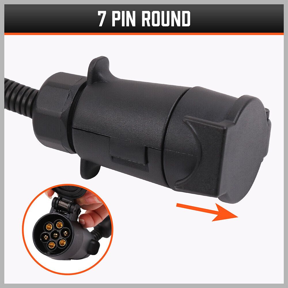 HORUSDY 7-Pin Adapter Plug, Round Female to Flat Male, for Trailer, Caravan, Boat Connections
