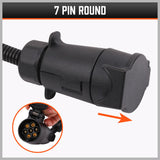 HORUSDY 7-Pin Adapter Plug, Round Female to Flat Male, for Trailer, Caravan, Boat Connections