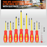 Professional 8-Piece Insulated Screwdriver Set with Magnetic Tips - Includes Slotted, Phillips, and Power Tester in a Case